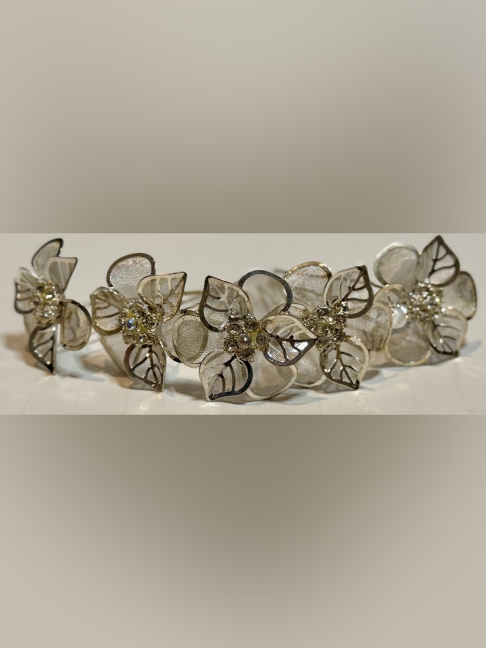 Set of 5 Silver Tone Floral Rhinestone Hair Pins 1.5”